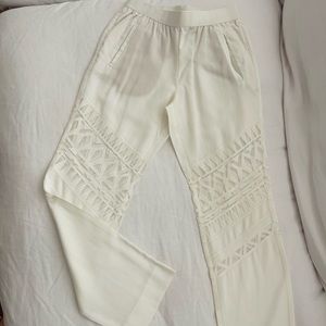 BCBG white pants w/ lace detail